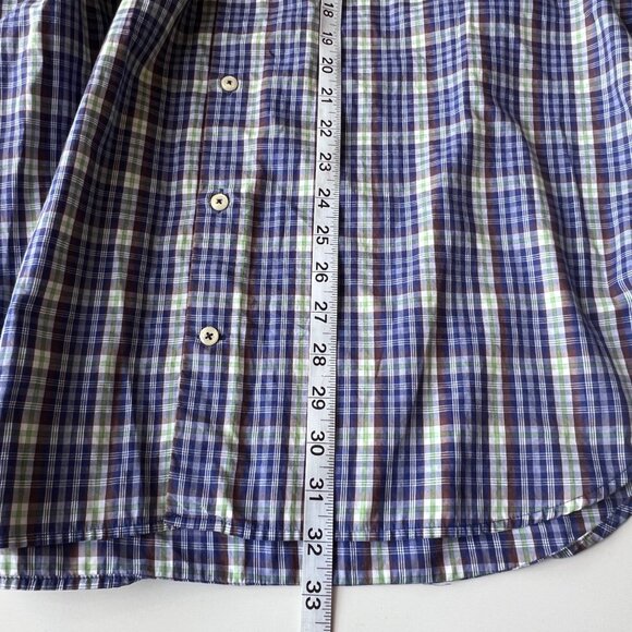 Peter Millar Blue & Green Plaid Button-Up 100% Cotton Shirt Mens Size XL - Picture 9 of 10